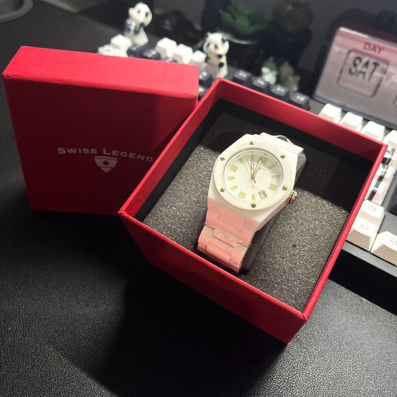 NWT Swiss Legend White Ceramic Throttle Women's Watch (UNTESTED)